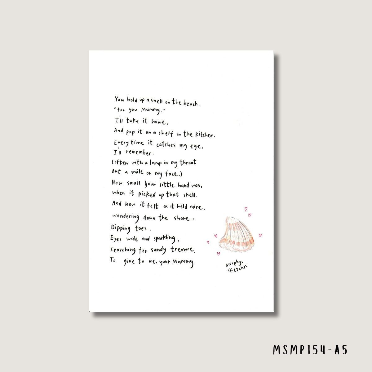 Shells poem - A5 PRINT - Murphys Print Store