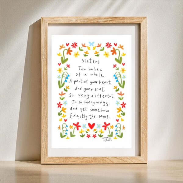 Sister floral poem print
