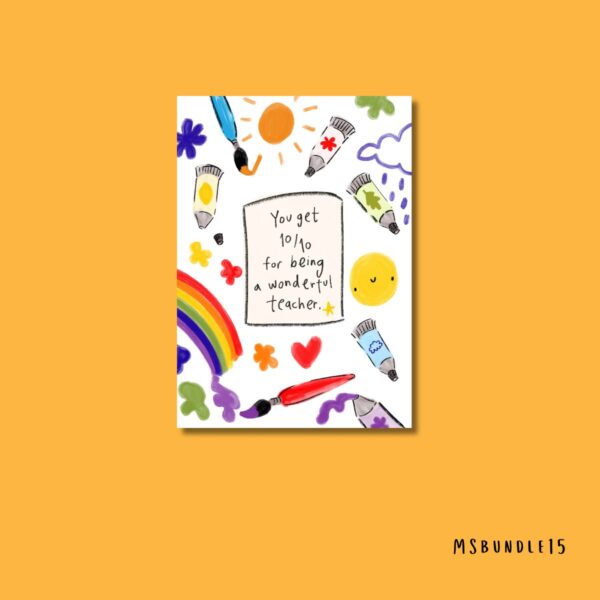 Thank you cards school themed 4 x greetings cards - Image 4