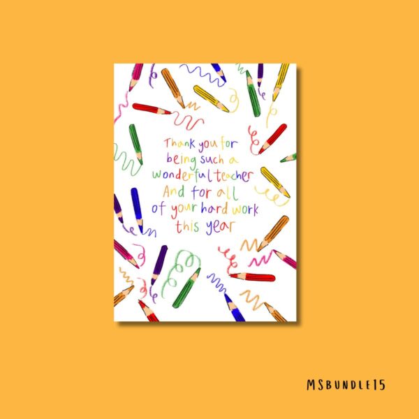Thank you cards school themed 4 x greetings cards - Image 5