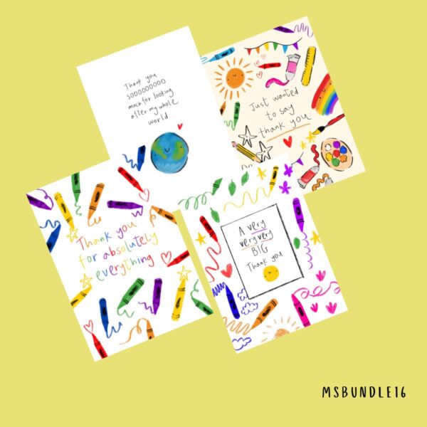 Thank you cards for nursery or school 4 x greetings cards
