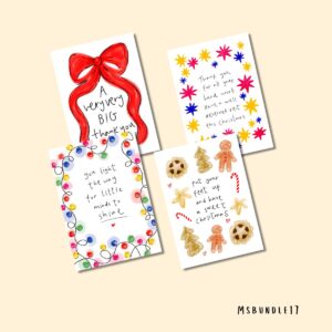 Bright thank you teacher Christmas cards 4 x greetings cards