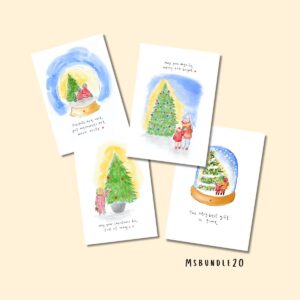 Traditional Christmas cards 4 x greetings cards