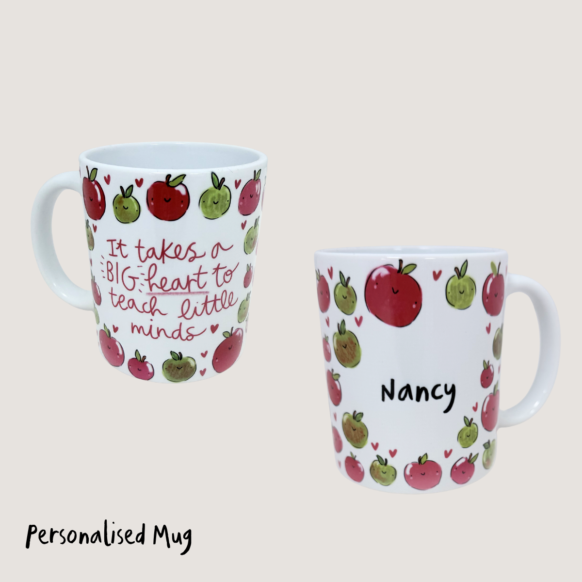 Personalised Teacher Big Hearts Mug - Image 2